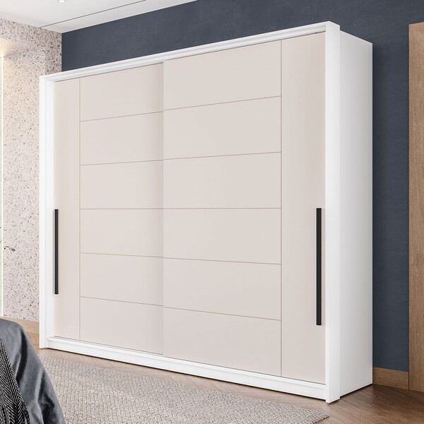 Guarda-roupa Casal Lisboa 2 Portas 2 Gavetas Branco/creme - P