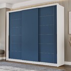 Guarda-roupa Casal Lisboa 3 Portas 4 Gavetas Branco/azul - Po