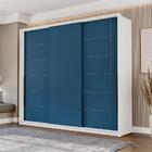 Guarda-roupa Casal Lisboa 3 Portas 4 Gavetas Branco/azul - Po