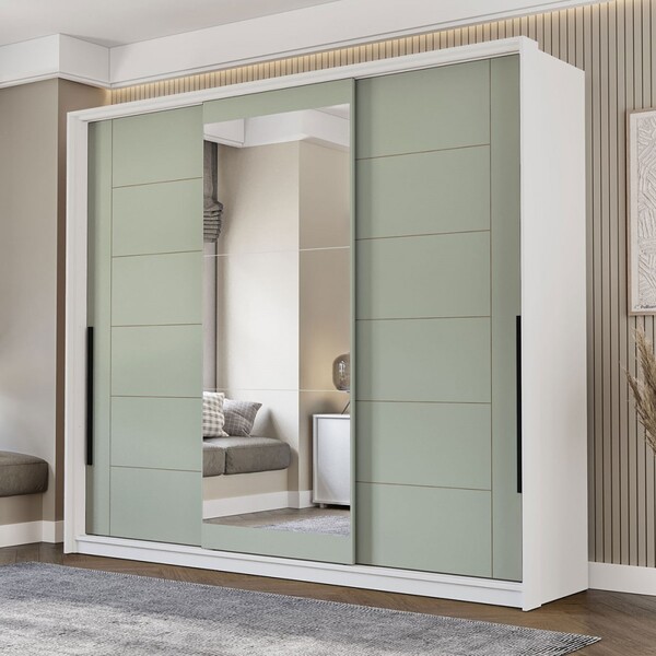 Guarda-roupa Casal Lisboa 3 Portas 4 Gavetas Com Espelho Bran
