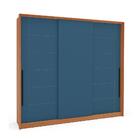 Guarda-roupa Casal Lisboa 3 Portas 4 Gavetas Freijó E Azul