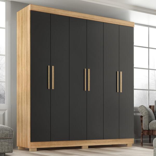 Guarda Roupa Casal Lisboa 6 Portas 2 Gav  Com Pés