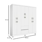 Guarda-roupa Casal Lisboa 6 Portas 2 Gavetas Branco/rosa