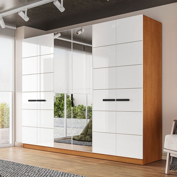 Guarda-roupa Casal Lisboa 6 Portas 4 Gavetas Com Espelho Frei