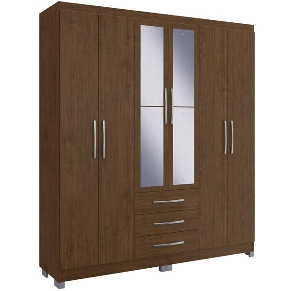 Guarda Roupa Casal Lisboa Espelhos E Pés Multiuso Organizador