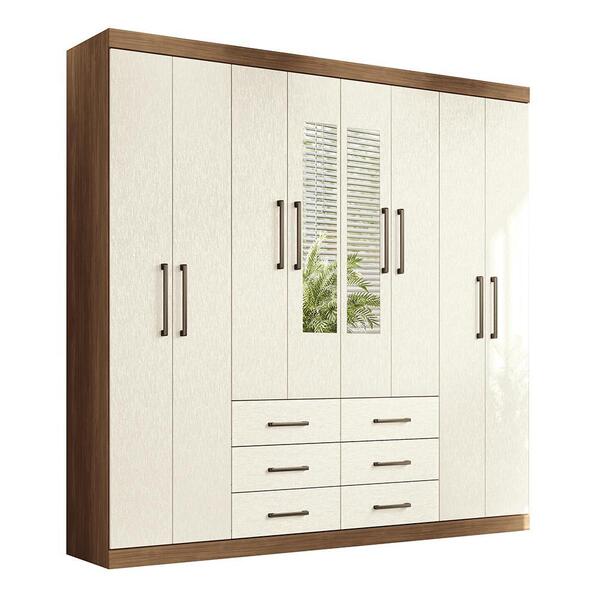 Guarda Roupa Casal Liverpool 8.6 8 Portas 6 Gavetas Com Espel