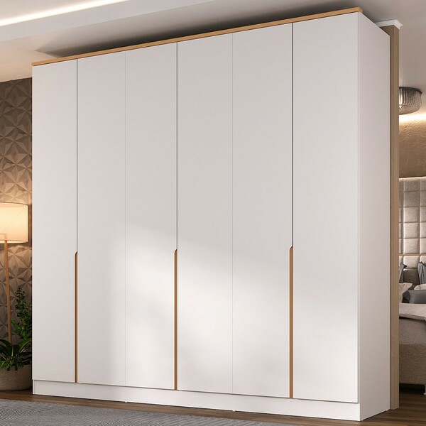 Guarda-roupa Casal Logan 6 Portas 4 Gavetas 100% Mdf Branco/o