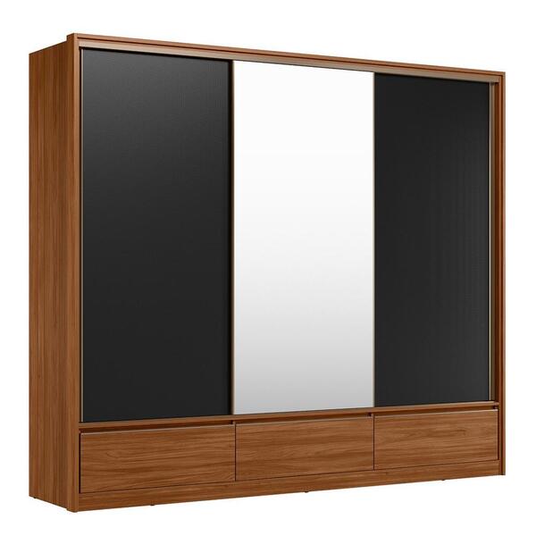 Guarda Roupa Casal Lounge 3 Portas Com Espelho - Demartêz