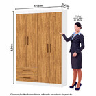 Guarda Roupa Casal Lu 4 Portas 2 Gavetas Carioca Móveis