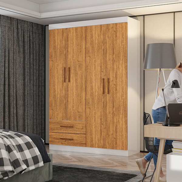 Guarda Roupa Casal Lu 4 Portas 2 Gavetas Carioca Móveis