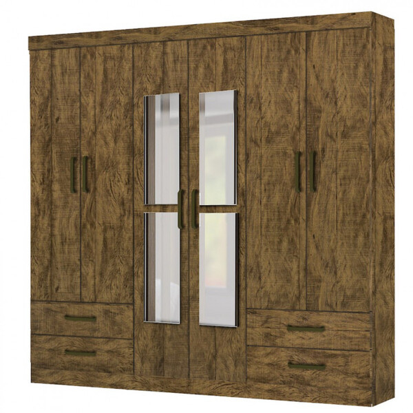 Guarda Roupa Casal Lu 6 Portas 4 Gavetas Com Espelho Carioca