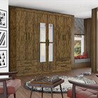 Guarda Roupa Casal Lu 6 Portas 4 Gavetas Com Espelho Carioca