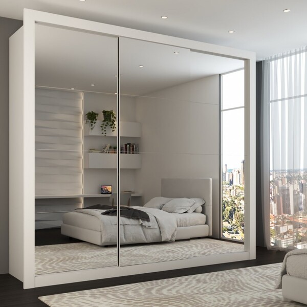 Guarda-roupa Casal Luiza 3 Portas De Correr 4 Gavetas Espelha