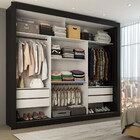 Guarda-roupa Casal Luiza 3 Portas De Correr 4 Gavetas Espelha