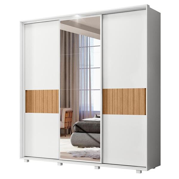 Guarda Roupa Casal Luminare 3 Portas De Correr E Espelho - Pr