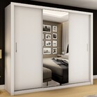 Guarda-roupa Casal Luna 3 Portas 4 Gavetas Com Espelho Branco