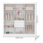 Guarda-roupa Casal Luna 6 Portas 3 Gavetas Internas Branco