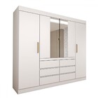 Guarda-roupa Casal Luxuria 4 Portas 6 Gavetas Com Espelho Bra