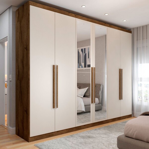Guarda-roupa Casal Madalena 6 Portas 4 Gavetas 100% Mdf Com E
