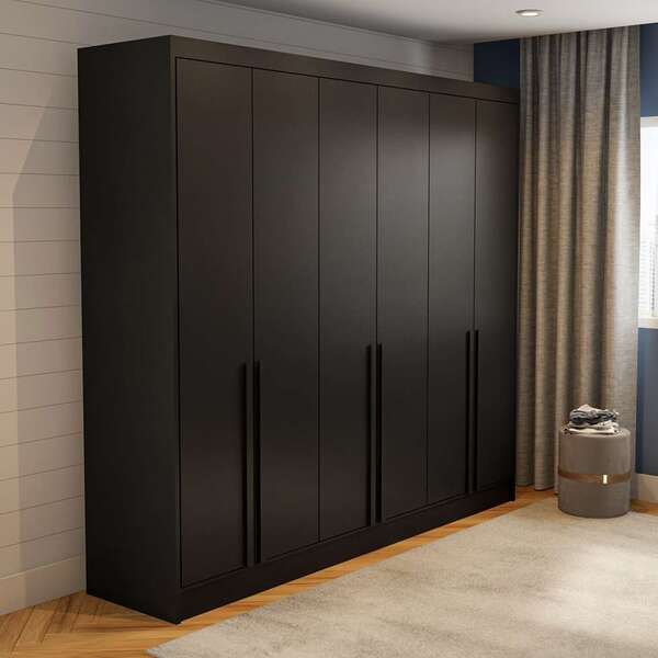 Guarda-roupa Casal Madalena 6 Pt 4 Gv Preto 240 Cm