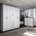 Guarda-roupa Casal Madeline 6 Portas 3 Gavetas Com Cômoda 1 P