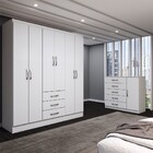 Guarda-roupa Casal Madeline 6 Portas 3 Gavetas Com Cômoda 1 P