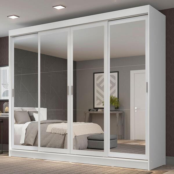 Guarda-roupa Casal Madesa Austin 4 Portas De Correr De Espelh