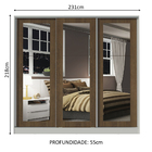 Guarda-roupa Casal Madesa Eros 3 Portas De Correr De Espelho