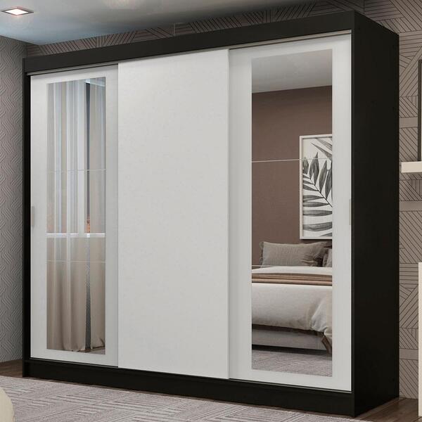 Guarda-roupa Casal Madesa Kansas 3 Portas De Correr Com Espel
