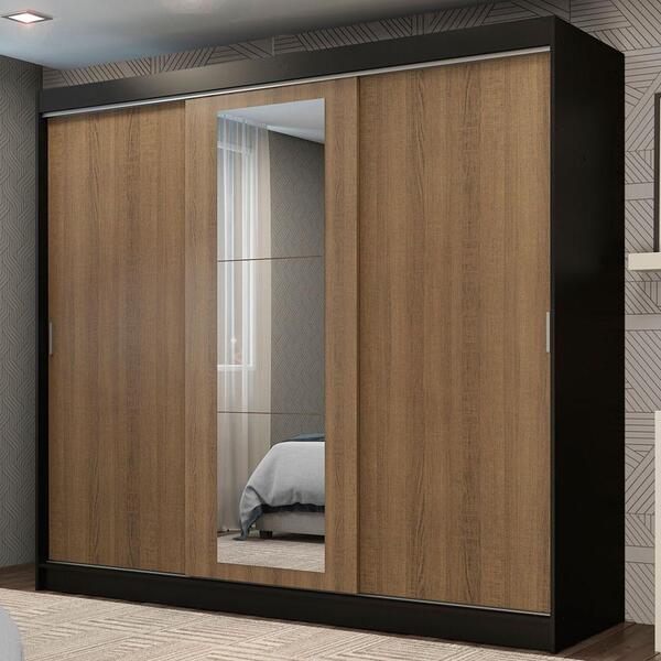 Guarda-roupa Casal Madesa Kansas 3 Portas De Correr Com Espel