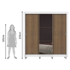 Guarda Roupa Casal Madesa Lyon 3 Portas De Correr Com Espelho