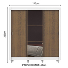 Guarda Roupa Casal Madesa Lyon 3 Portas De Correr Com Espelho