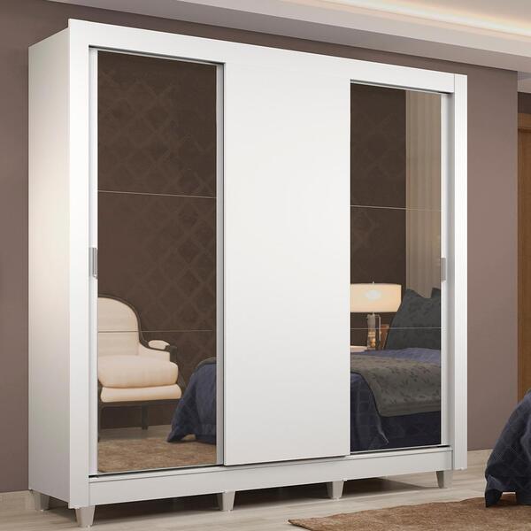 Guarda-roupa Casal Madesa Lyon 3 Portas De Correr Com Espelho