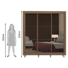 Guarda Roupa Casal Madesa Lyon 3 Portas De Correr De Espelho