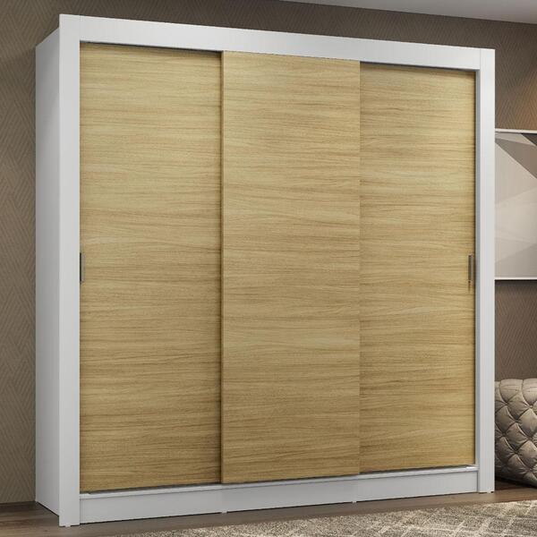 Guarda-roupa Casal Madesa Mônaco 3 Portas De Correr - Branco/