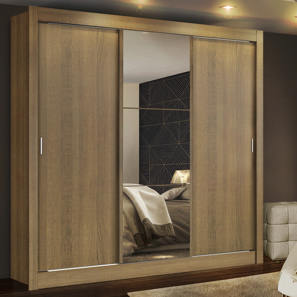 Guarda Roupa Casal Madesa Mônaco 3 Portas de Correr com Espel