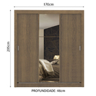 Guarda Roupa Casal Madesa Mônaco 3 Portas de Correr com Espel