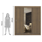 Guarda Roupa Casal Madesa Mônaco 3 Portas de Correr com Espel