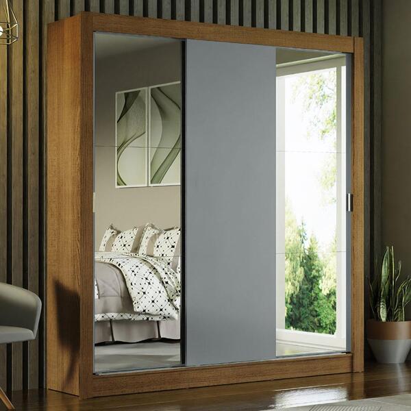Guarda-roupa Casal Madesa Mônaco 3 Portas De Correr Com Espel