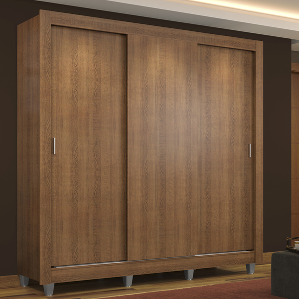 Guarda Roupa Casal Madesa Mônaco 3 Portas De Correr Com Pés