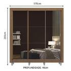 Guarda Roupa Casal Madesa Mônaco 3 Portas De Correr De Espelh