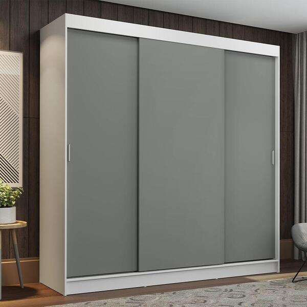 Guarda-roupa Casal Madesa Reno 3 Portas De Correr - Branco/ci