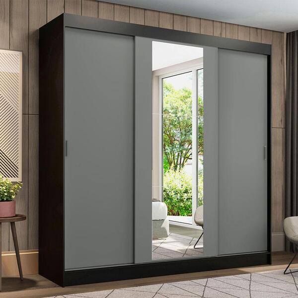 Guarda-roupa Casal Madesa Reno 3 Portas De Correr Com Espelho