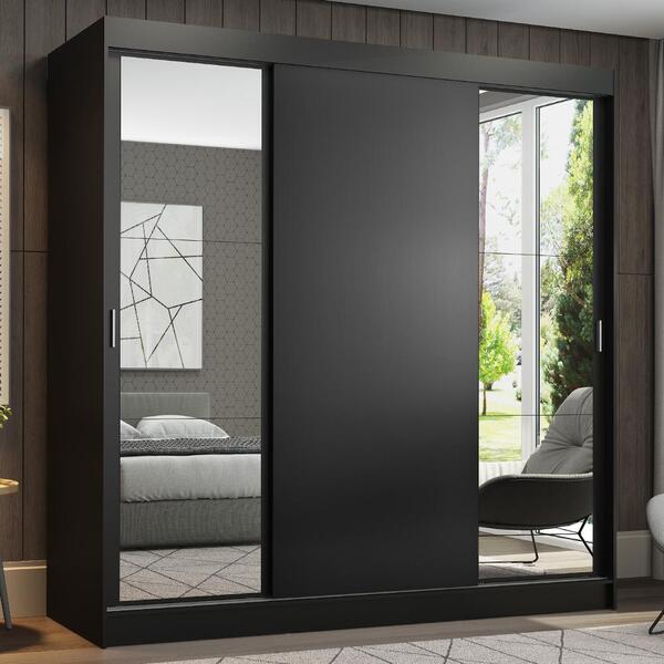 Guarda-roupa Casal Madesa Reno 3 Portas De Correr Com Espelhos