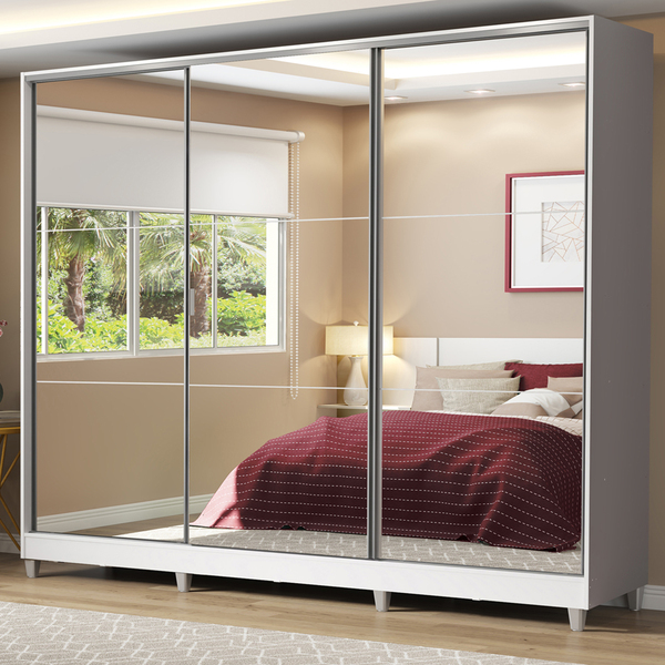 Guarda Roupa Casal Madesa Royale 100% MDF 3 Portas de Correr