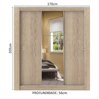 Guarda-roupa Casal Madesa Texas 3 Portas De Correr Com Espelh