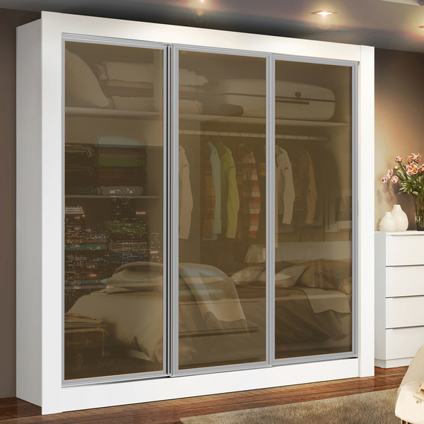 Guarda-Roupa Casal Madesa Texas 3 Portas de Correr de Vidro R