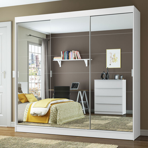 Guarda-Roupa Casal Madesa Veneza 3 Portas de Correr com Espel