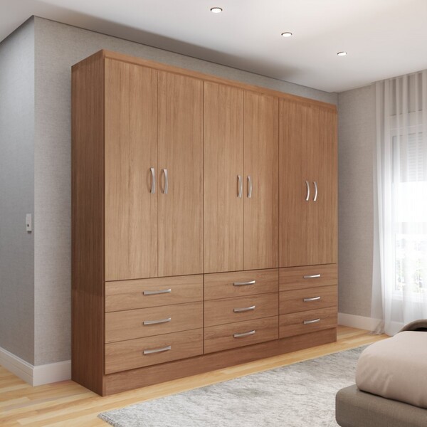 Guarda-roupa Casal Madri 6 Portas 9 Gavetas Cinamomo - Panora