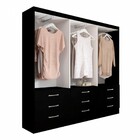 Guarda-roupa Casal Madri 6 Portas 9 Gavetas Com Espelho Preto